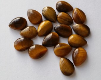 12 Tiger Eye pear tear drop Cabochon Cab Stones 7x5