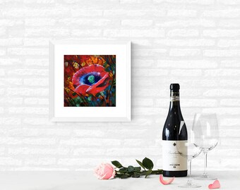 12 x 12" Original Art Acrylic Painting on Canvas - Poppy