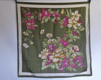 Vintage Floral scarf 76cm x 76cm / 29.9" x 29.9"