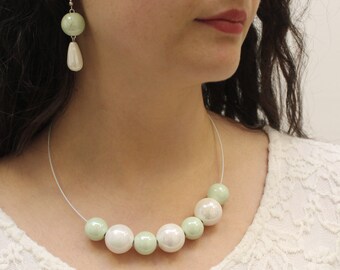 Set of ceramic balls, necklace + Orecchni