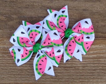 Set of 2 Pigtail Bows~Watermelon Boutique Bows~Small Pigtail Hair Bows~Watermelon Hair Bow~ Hair Bows~Baby Hair Bow~Toddler Hair Accessories
