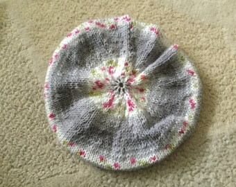 Hand knitted baby girl beret