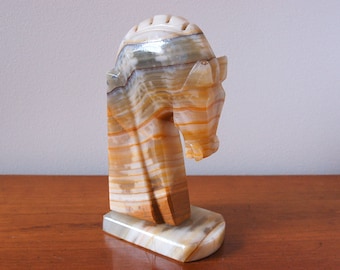 Vintage Onyx Horse Head Bookend