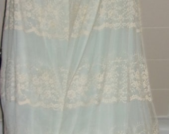 Vintage Light Blue & Cream Lace Tiered Nightgown