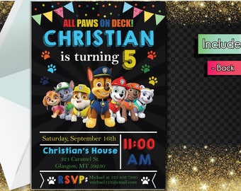 Editable PDF Paw Patrol Birthday Invitation!! Downloadable Paw Patrol Birthday Party Invitation!!