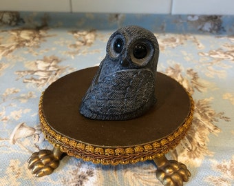 A Wolf Original Sculpture Soapstone Owl figurine ~ made in Canada ~