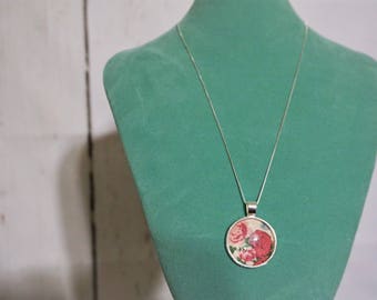 925 Sterling Silver Necklace - Upcycled Fabric Pendant