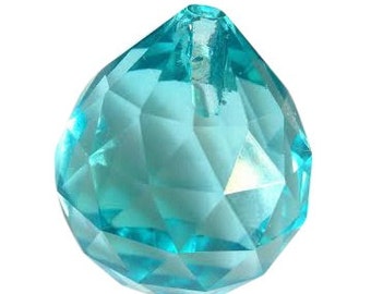 1 Light Aqua Chandelier Crystal Ball 20mm Antique Green