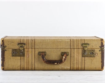 Vintage Suitcase Striped Suitcase Old Suitcase Antique Suitcase Wedding Decor Retro Suitcase Luggage Suitcase Old Luggage Old Suitcases