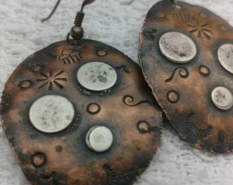 Stamped copper earings Jewelrybyjohndesign