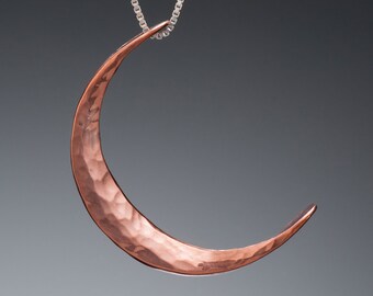 M Crescent Moon Pendant // Copper Wiccan Jewelry // Pagan Moon Goddess Necklace // Copper Moon Phase Jewelry // Crescent Necklace
