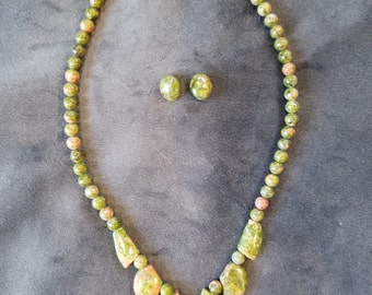 Unakite Necklace and Earring set