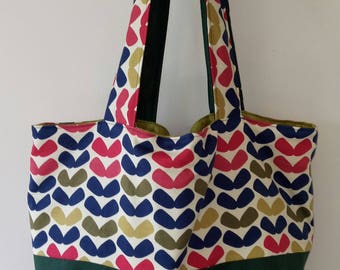 TOTE BAG handmade fabric shoulder bag reversible