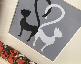 Cat lover Boxframe - cats - kitties - felines - illustration - framed print - wall art - home decor - gift for cat lovers