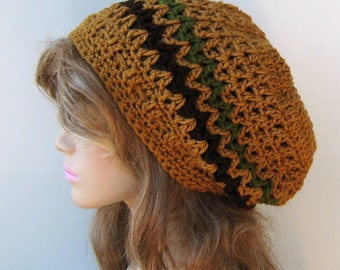 Slouchy beanie, Honey Zig Zag Tam hat, Hippie Bohemian beanie hat, smaller Dreadlocks Hat, vegan soft Slouch Beanie, woman beanie, women hat