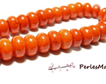 Jewelry beads: 4 Rondelle 8 x 12mm Orange Magnesite