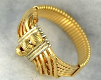 Wire wrapped Ring 14K gold filled sterling silver accents. "Sultan's Ring"