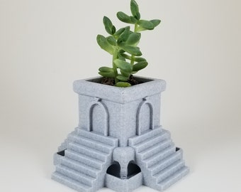 Aztec planter, Succulent planter, Desktop planter, 3d printed, pla, Planter, Mothers Day gift