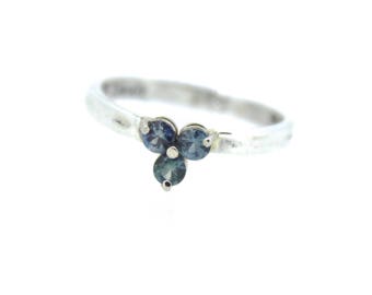 unique Montana sapphire engagement ring . 14k white gold and blue sapphire engagement ring . simple engagement ring by peacesofindigo