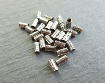 10 SILVER 925 BALI TUBE beads 6mm long