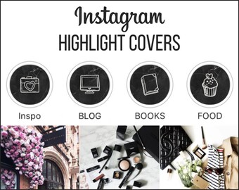 Instagram Story Highlights Icons Set of 36 Instagram Icons Black Marble Instagram Story Template Graphic Bundle Instagram Highlights