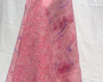 Pastell Nuno felted shawl . Merino wool and mulberry silk.