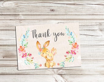 Instant Download Cream Bunny Baby Shower Thank You, Girl Baby Shower Thank You, Boy Baby Shower Thank you, Printable, Gender Neutral