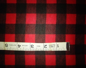 Red & Black Buffalo Plaid Cotton Flannel Fabric, By the Yard, Half Yard or FQ - 43-44" Wide - by the FQ, 1/2 Yard or Yard