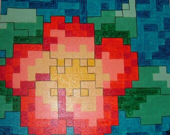 Original, abstract painting by Stefanie Jolicoeur. "Flower Power" is a 24 inch by 20 inch acrylic painting on gallery wrapped canvas.