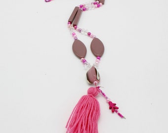 Pink Tassel necklace, festival jewelry, tribal necklace,boho necklace, accessories, necklace,sautoir fantaisie, sautoir tendances