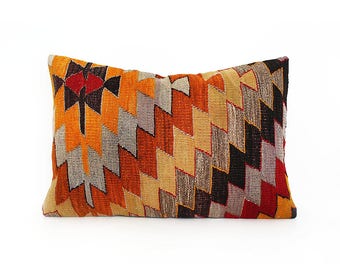 kilim pillow, decorative pillow, turkish pillow, kilim pillow cover, throw pillow, bohemian pillow, kilim pillows, pillow cover, 16''x24''