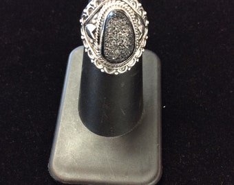 Druzy Sterling Silver Ring sz 8