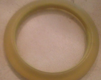 Vintage Yellow Bracelet Frost Lucite Bangle Costume Jewelry