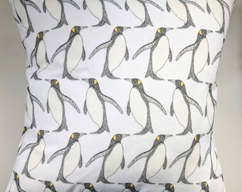 Cushion Cover in Next White Brushed Cotton Penguins 16"