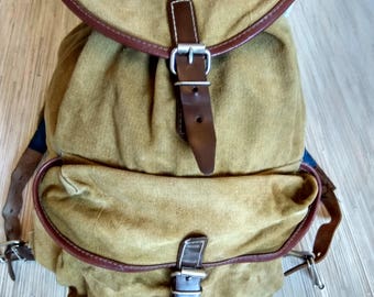 Black Small Backpack - School Backpack - Small Canvas Backpack - Vintage Everyday Backpack Military Style