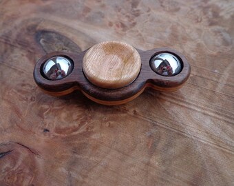 NEW! Mini Twin Spin hand spinner Fidget Toy Desk Toy Laminated Walnut & Cherry Hybrid Ceramic EDC