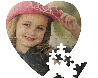 Personalised Cardboard Heart Jigsaw Puzzle, Educational Gift, Photo Gift, Stocking Filler, Child's Party Gift, Collage Jigsaw