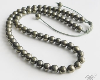 Pyrite necklace - Mens necklace - Beaded necklace - Pyrite beads