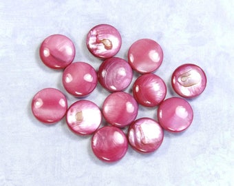 13 Watermelon Pink Mother Of Pearl Beads Coin Shell Beads Round MOP Beads Pink Shell Beads