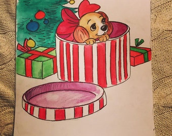 Christmas themed A4 Watercolour Painting