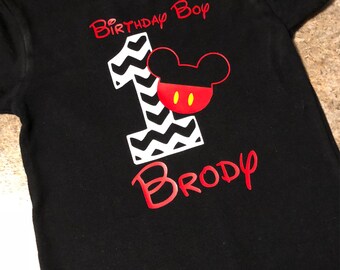 Mickey Mouse Birthday Shirt, Personalized 1st Birthday Shirt, Boys First Birthday Shirt, Boys Birthday Shirt