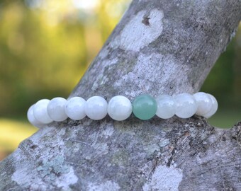 Moonstone Bracelet with Aventurine Accent