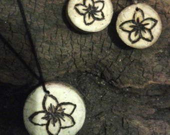 Driftwood and flowers jewelry set