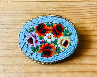 Delicate micro mosaic brooch