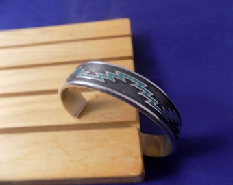 STERLING SILVER CUFF Bracelet With Indian Design on Front Side Expandable