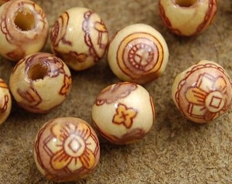 8mm Painted Wood Beads Set of Fifty- Wood Beads - Jewelry Supplies