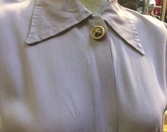 Glorious dusky lavender gabardine dress of the 1940s - large size!