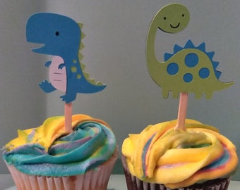 Dinosaur Cupcake Toppers, picks, 12 pc., boys birthday, baby shower, 1st birthday