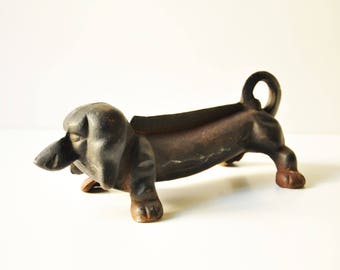Vintage Cast Iron Dachshund Boot Scraper - Shoe Scraper - Doorstop - Weiner Dog - Bookend