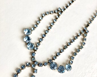 Vintage Blue Rhinestone Necklace